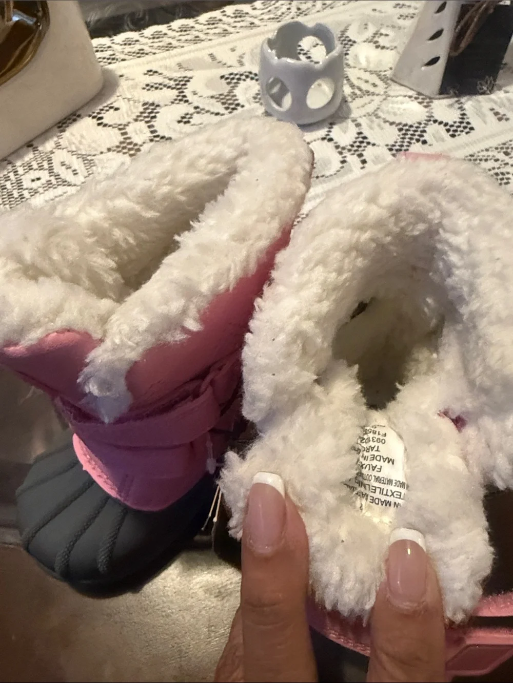 Cat & Jack Pink and Gray Girls Snow Boots